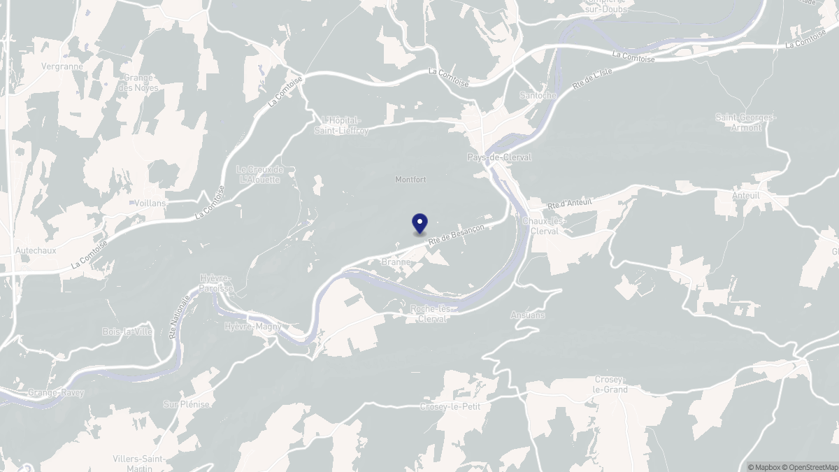 Aperçu cartographique de Branne, centré sur la commune
