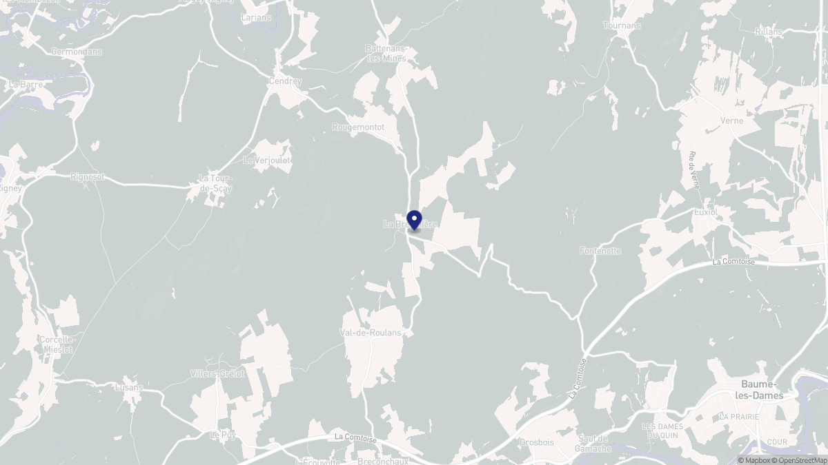 Aperçu cartographique de La Bretenière, centré sur la commune