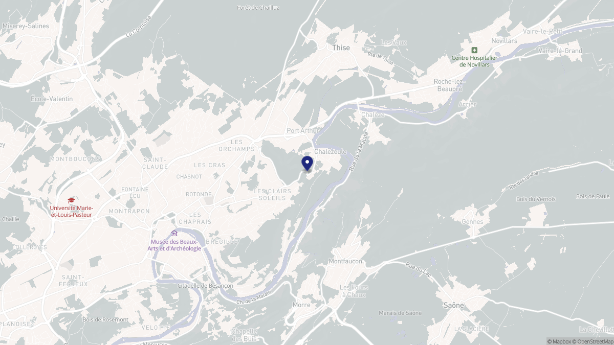 Aperçu cartographique de Chalezeule, centré sur la commune