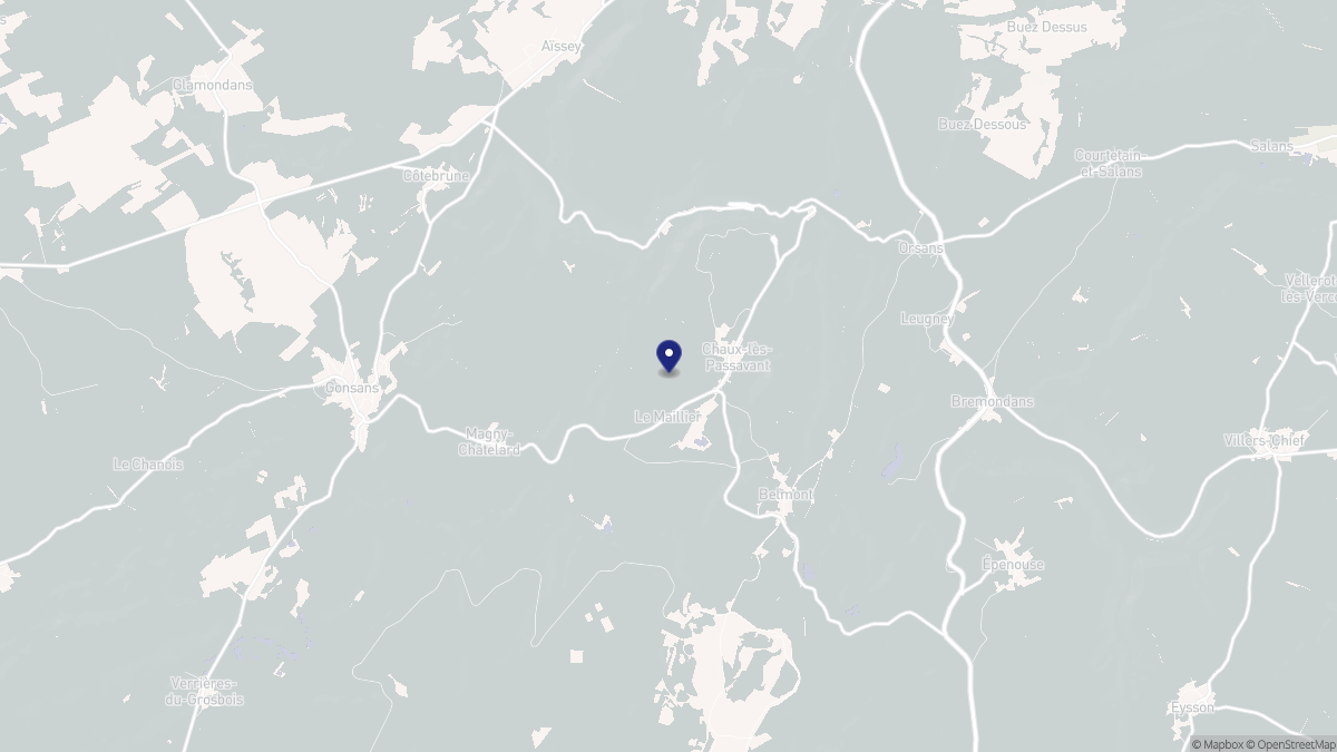 Aperçu cartographique de Chaux-lès-Passavant, centré sur la commune