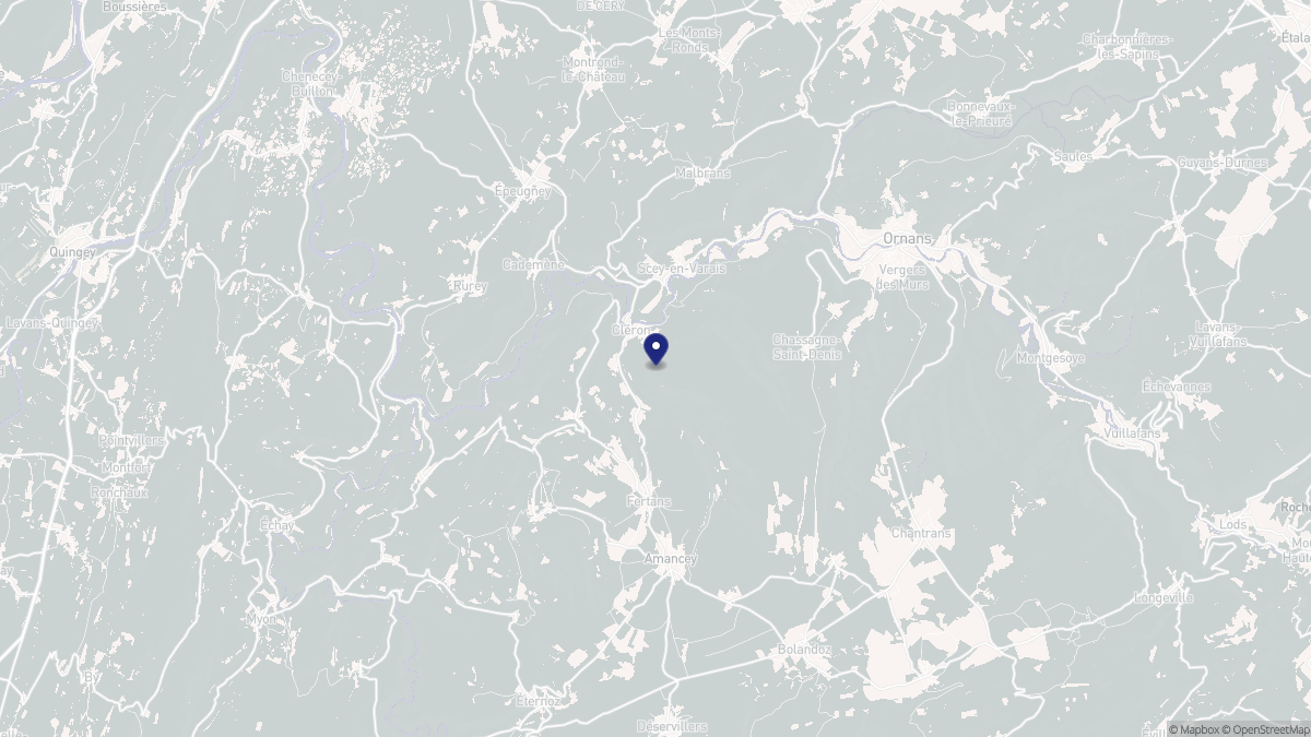 Aperçu cartographique de Cléron, centré sur la commune