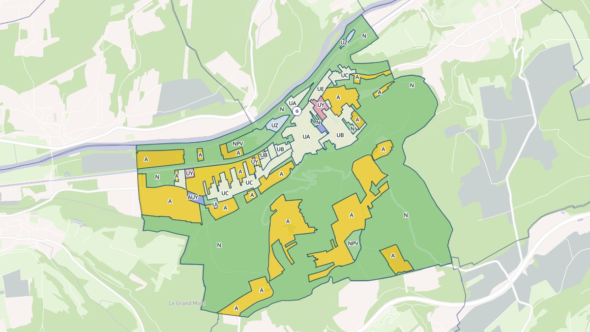 Aperçu cartographique de Colombier-Fontaine, centré sur la commune