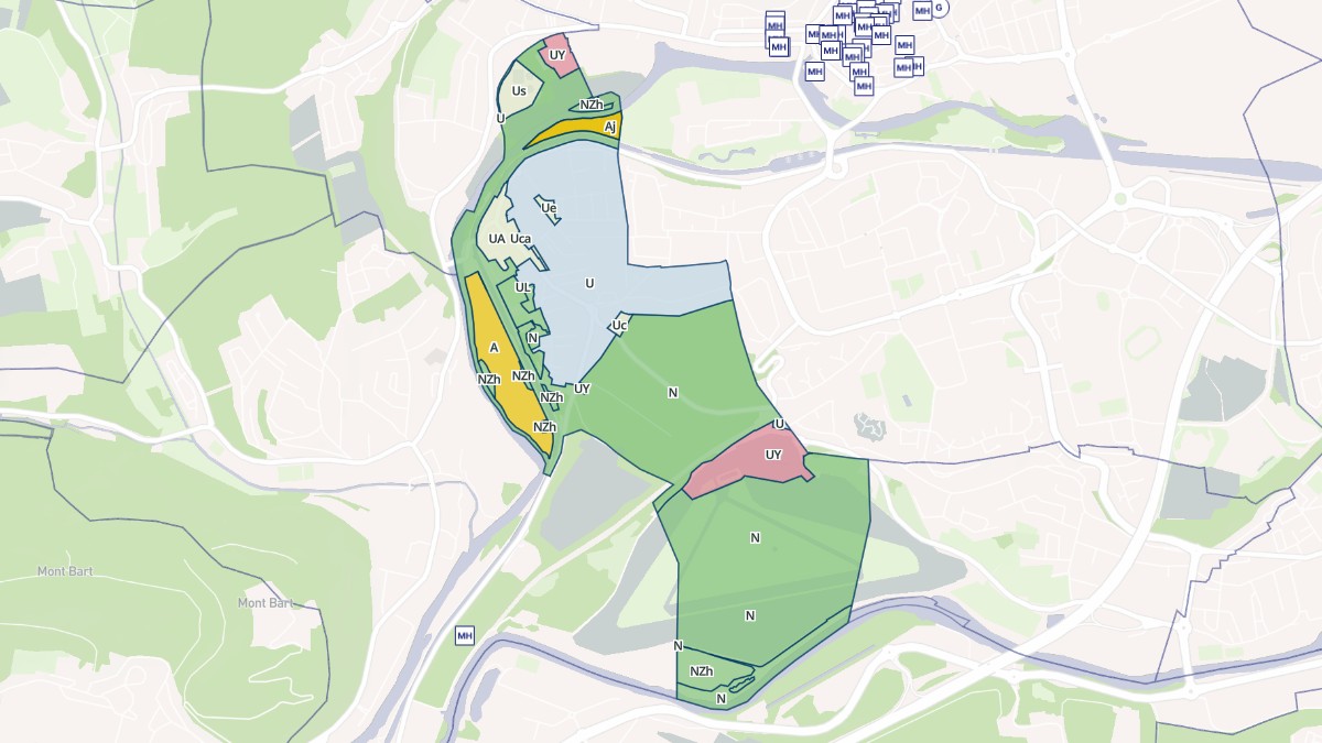 Aperçu cartographique de Courcelles-lès-Montbéliard, centré sur la commune