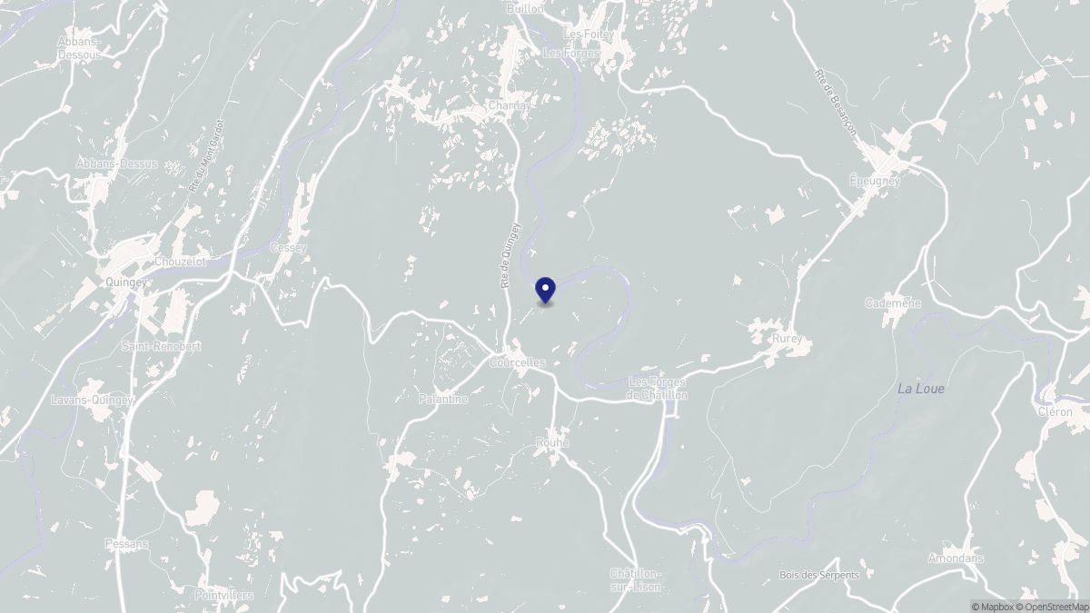 Aperçu cartographique de Courcelles, centré sur la commune