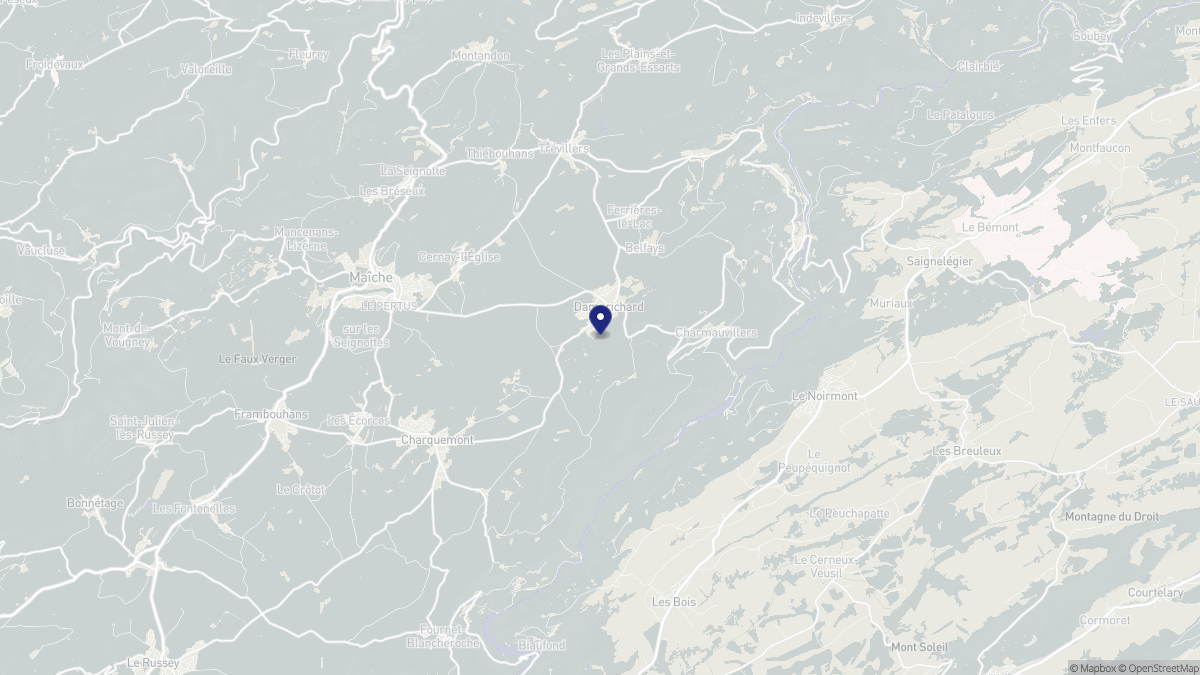 Aperçu cartographique de Damprichard, centré sur la commune