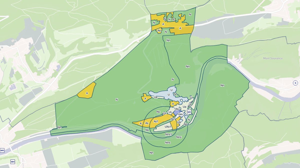 Aperçu cartographique de Deluz, centré sur la commune