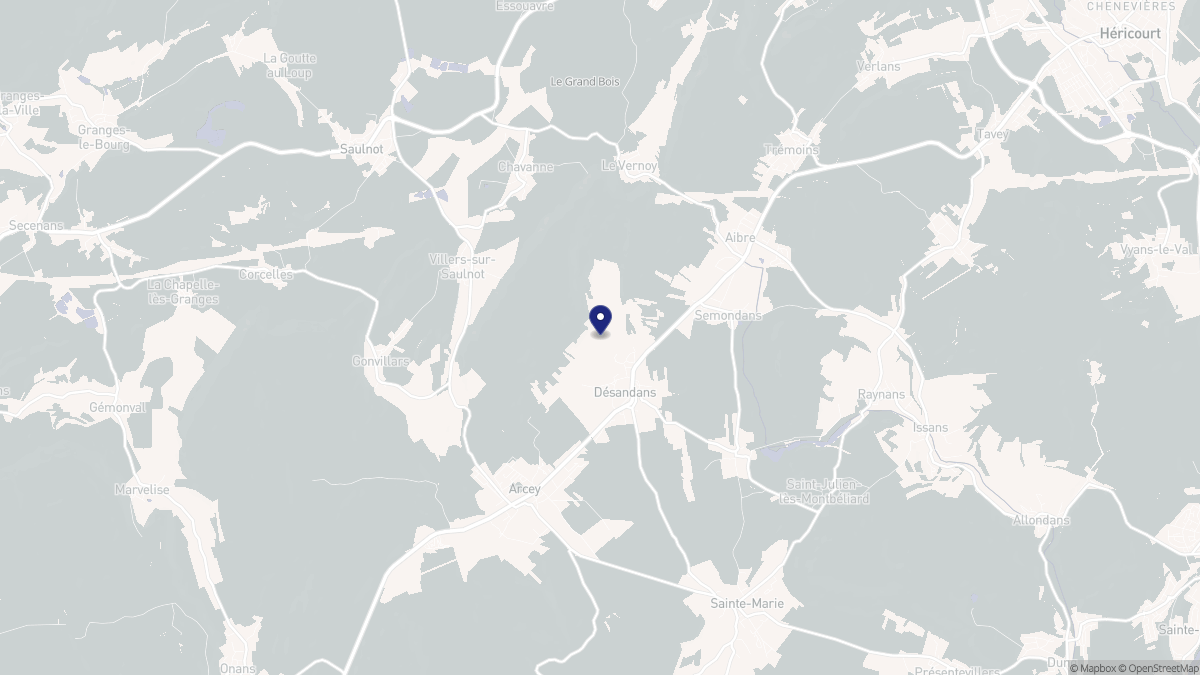 Aperçu cartographique de Désandans, centré sur la commune