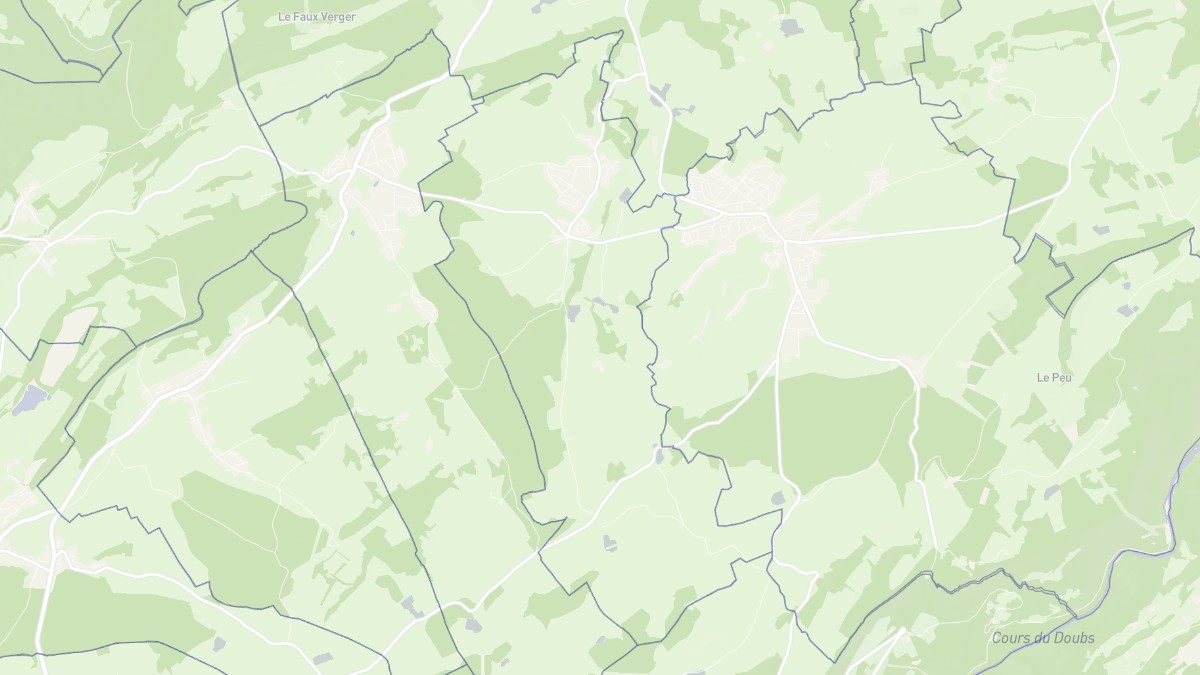 Aperçu cartographique de Les Écorces, centré sur la commune