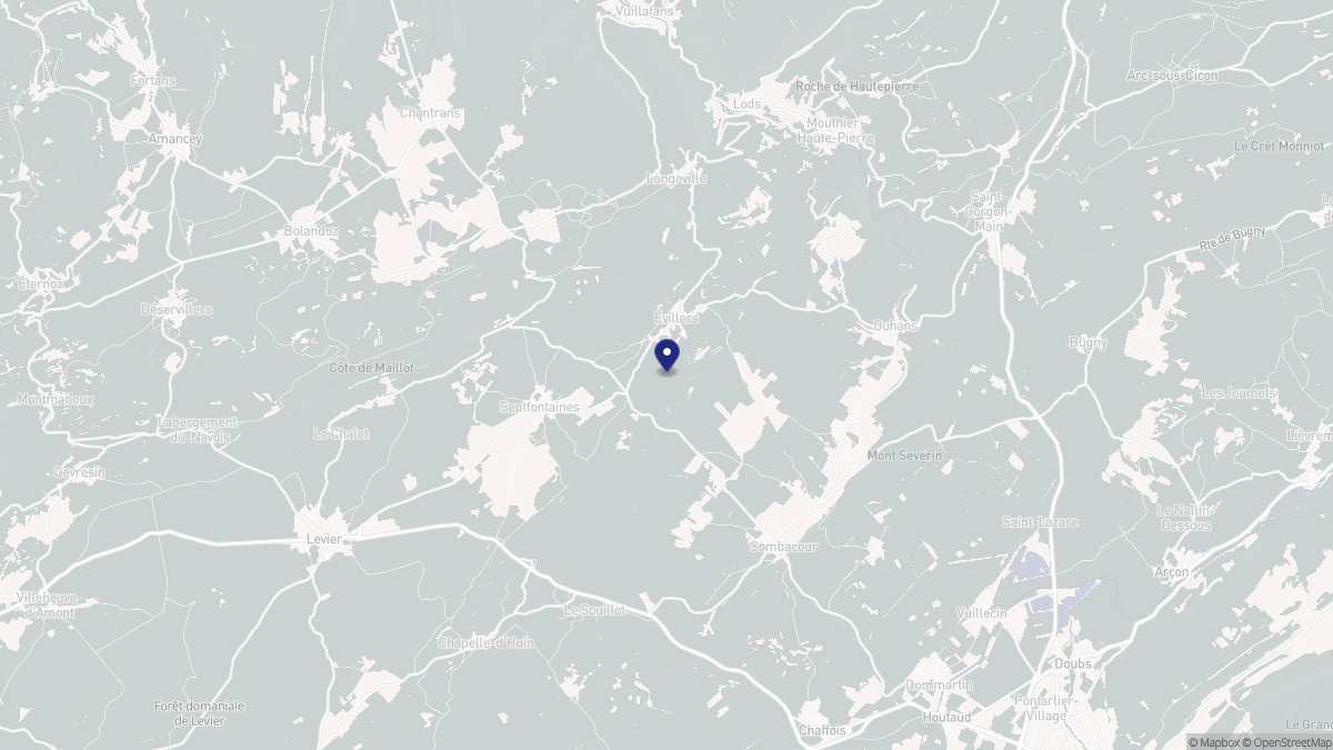 Aperçu cartographique de Évillers, centré sur la commune
