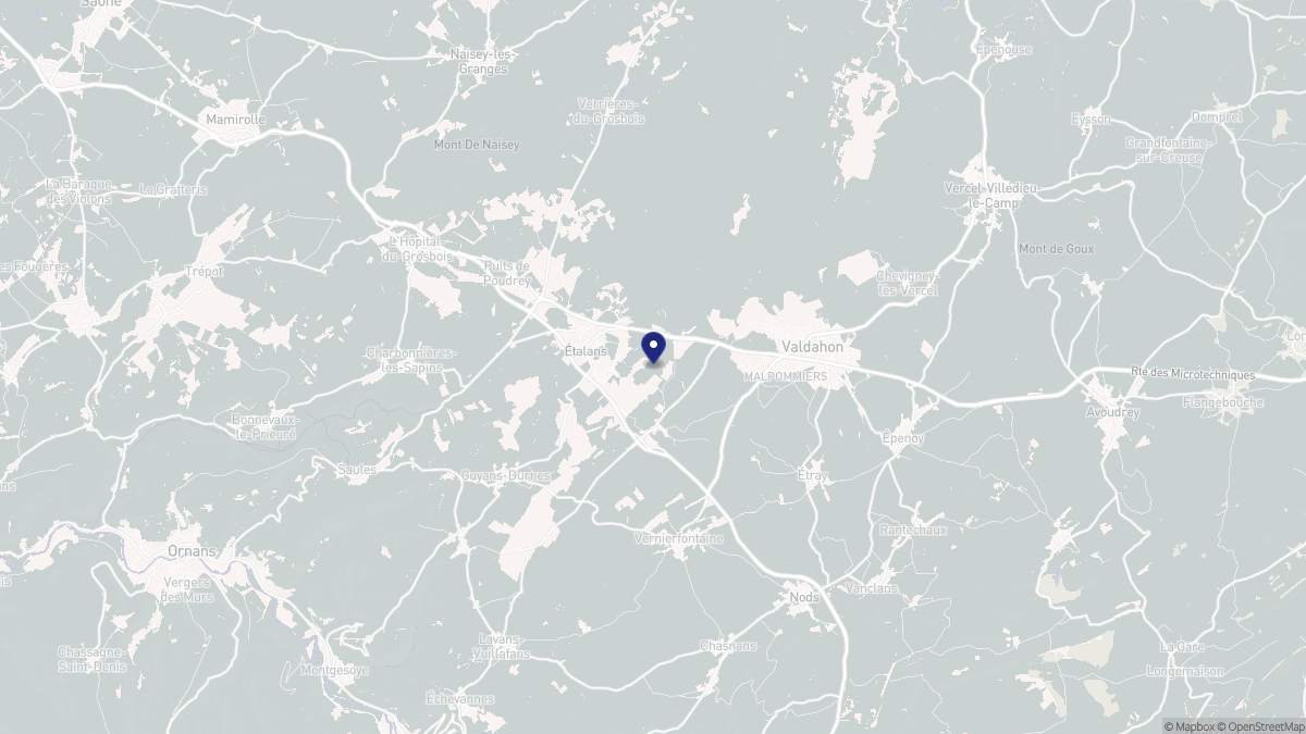 Aperçu cartographique de Fallerans, centré sur la commune