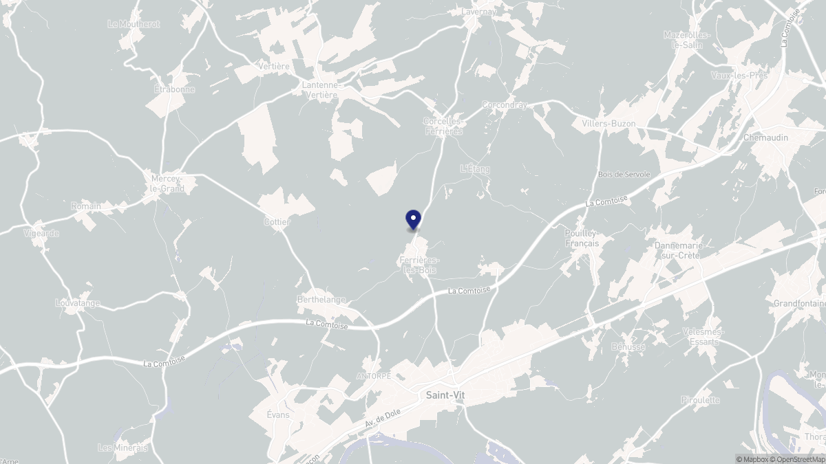 Aperçu cartographique de Ferrières-les-Bois, centré sur la commune