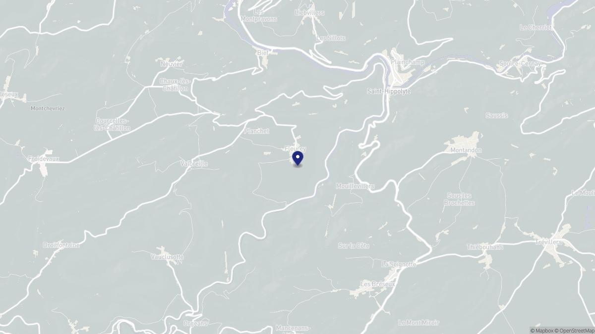 Aperçu cartographique de Fleurey, centré sur la commune