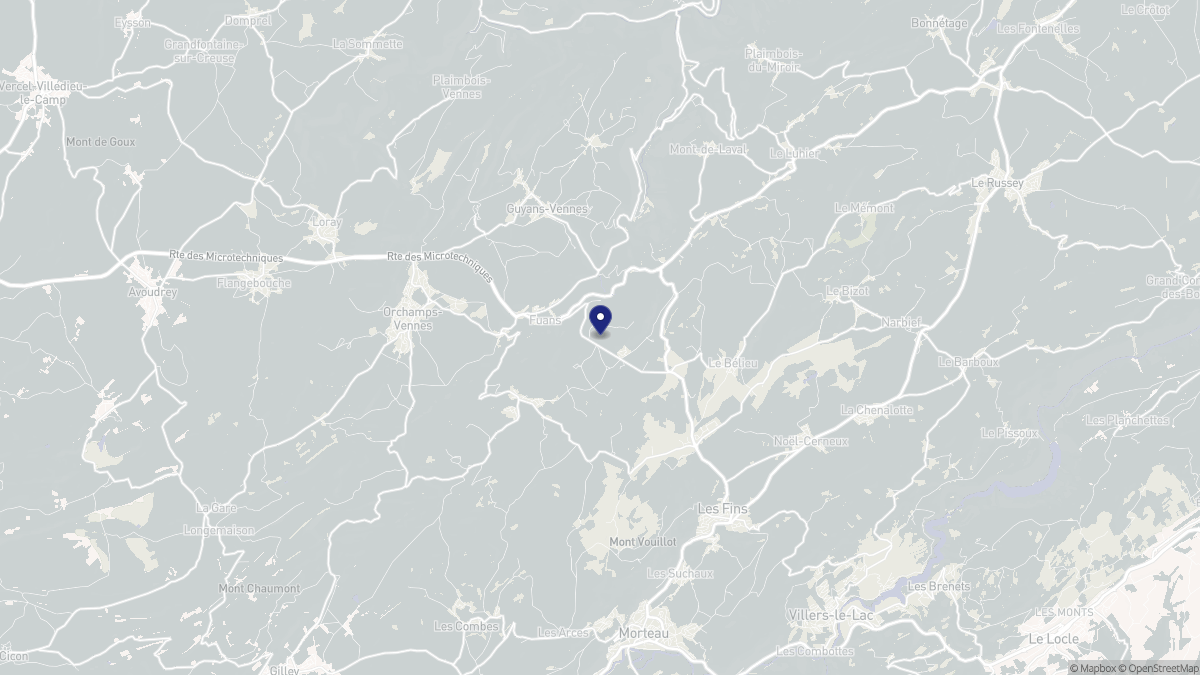 Aperçu cartographique de Fuans, centré sur la commune