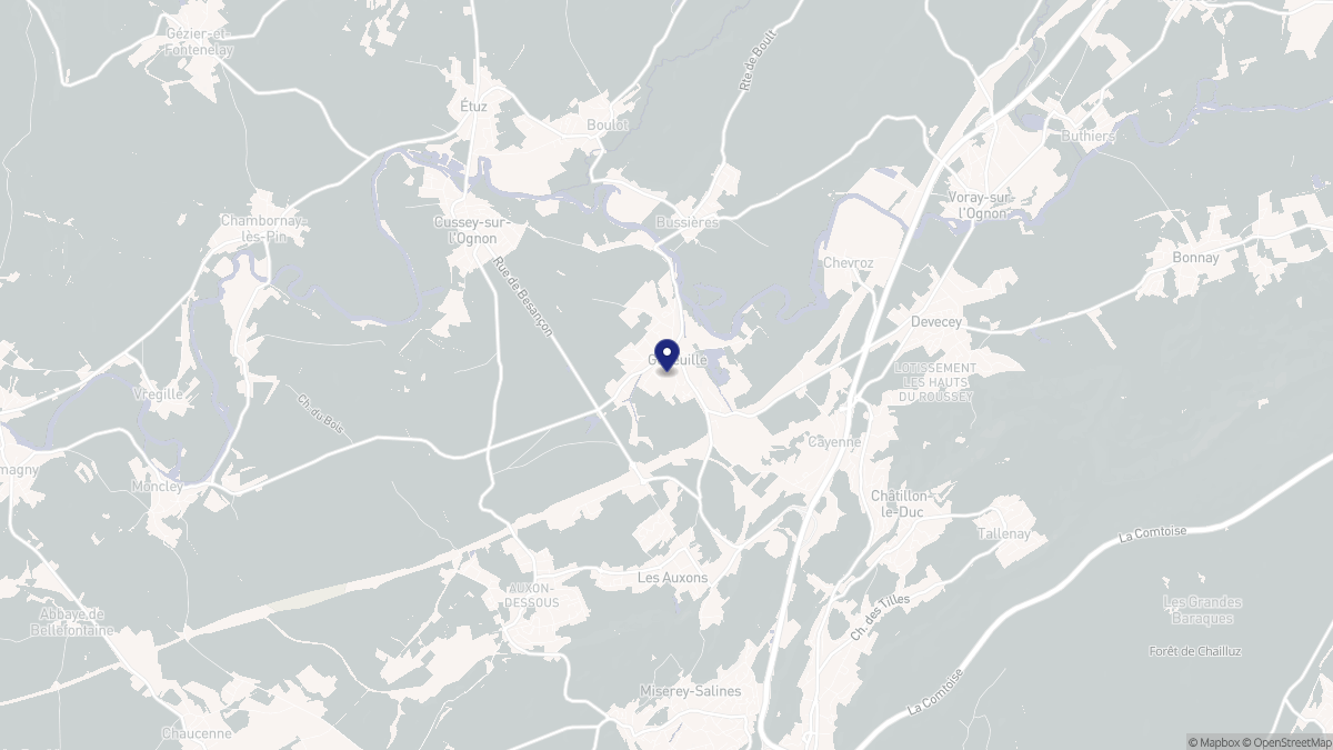 Aperçu cartographique de Geneuille, centré sur la commune