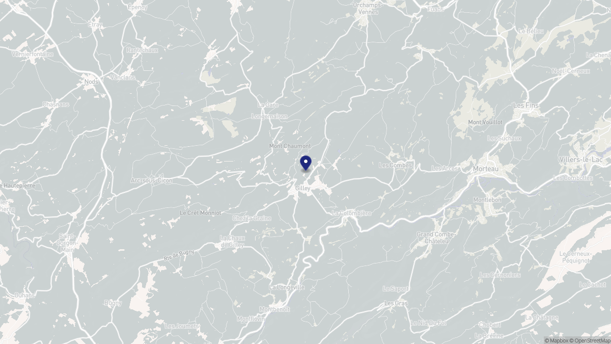 Aperçu cartographique de Gilley, centré sur la commune