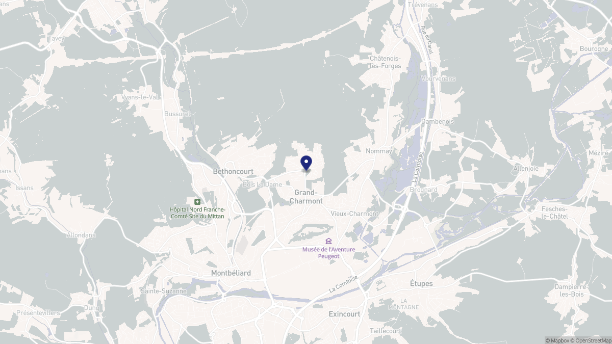 Aperçu cartographique de Grand-Charmont, centré sur la commune