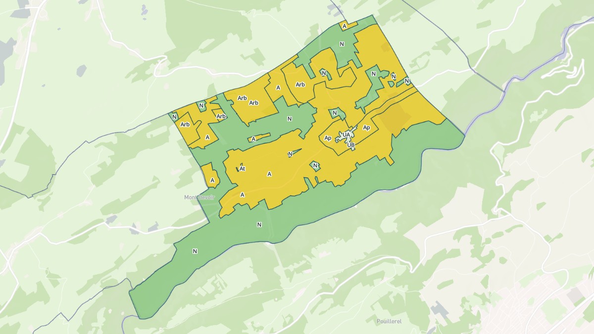 Aperçu cartographique de Grand'Combe-des-Bois, centré sur la commune