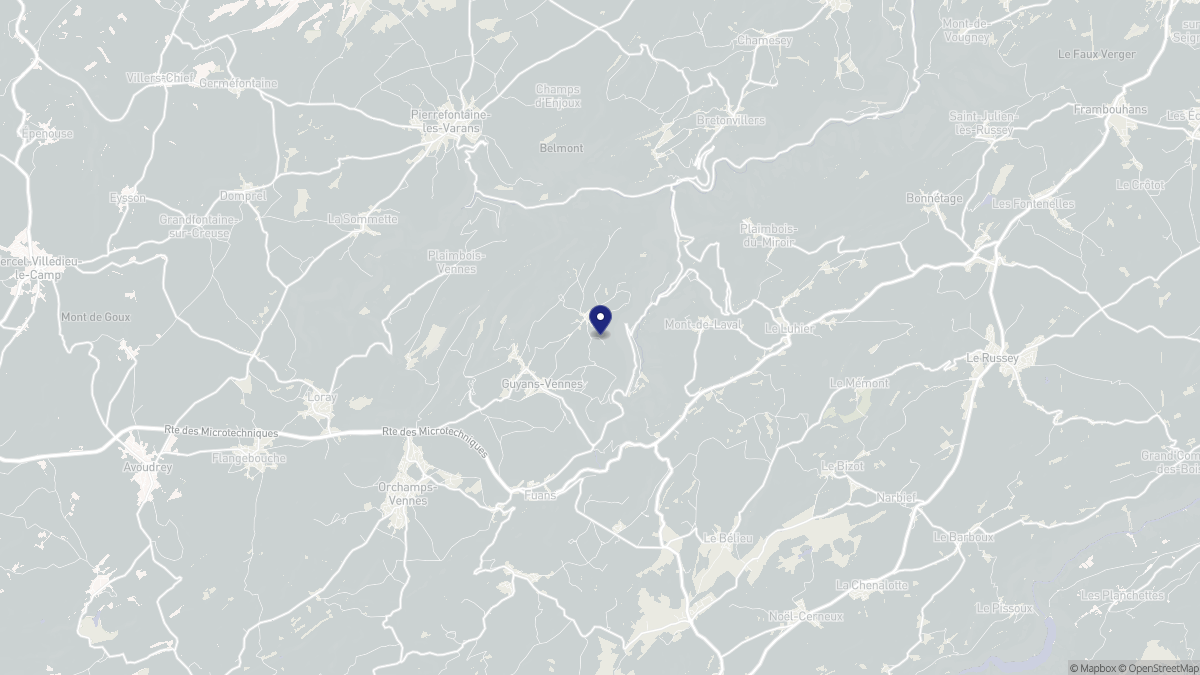 Aperçu cartographique de Guyans-Vennes, centré sur la commune