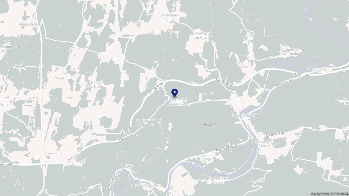 Aperçu cartographique de L'Hôpital-Saint-Lieffroy, centré sur la commune