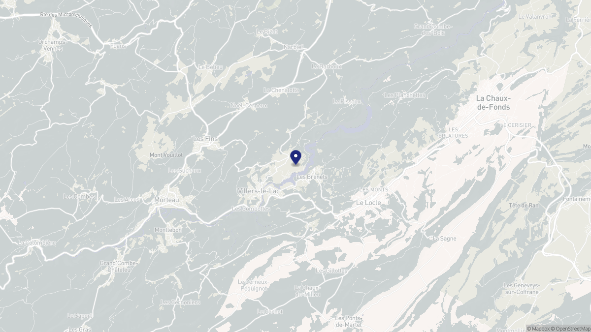 Aperçu cartographique de Villers-le-Lac, centré sur la commune
