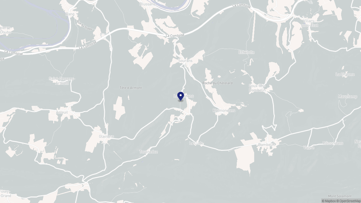Aperçu cartographique de Lanthenans, centré sur la commune