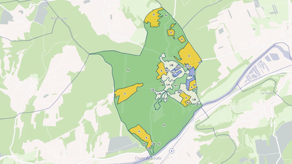Aperçu cartographique de Lougres, centré sur la commune