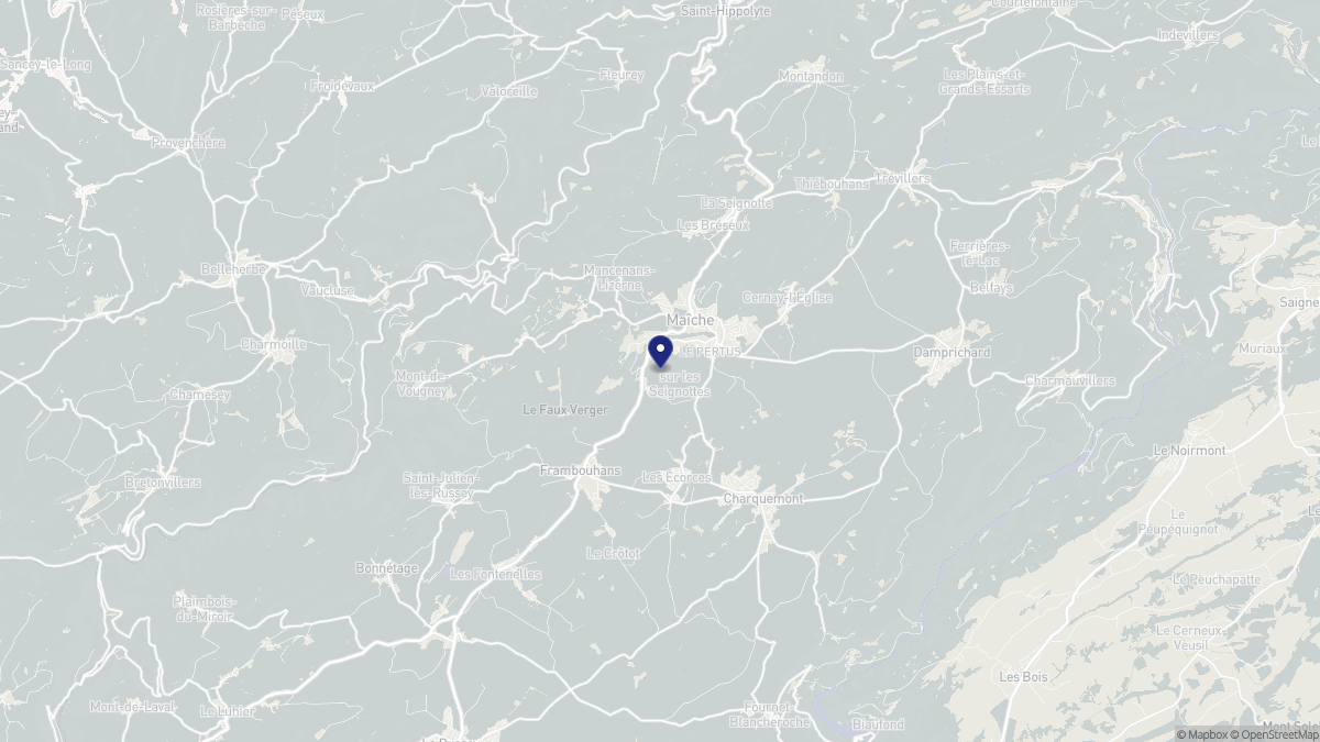 Aperçu cartographique de Maîche, centré sur la commune