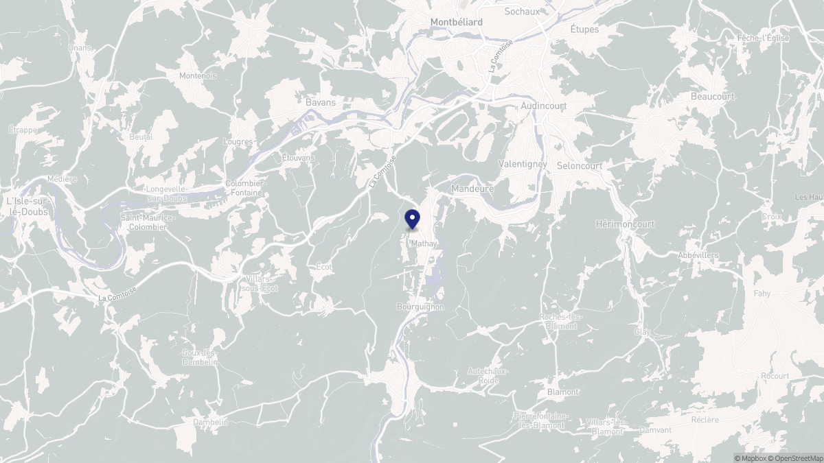 Aperçu cartographique de Mathay, centré sur la commune