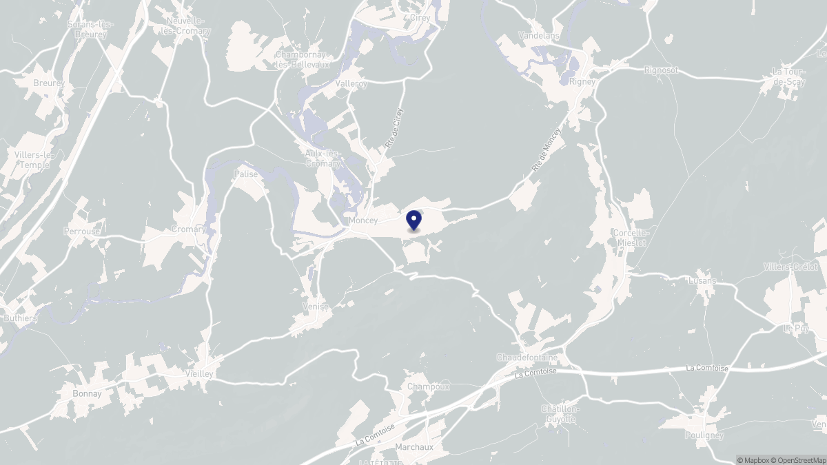 Aperçu cartographique de Moncey, centré sur la commune