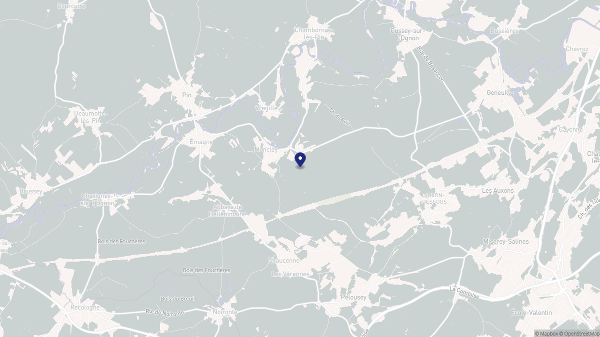 Aperçu cartographique de Moncley, centré sur la commune