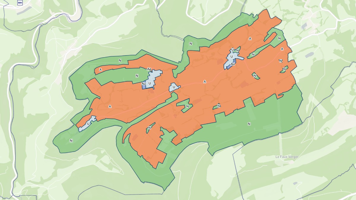 Aperçu cartographique de Mont-de-Vougney, centré sur la commune