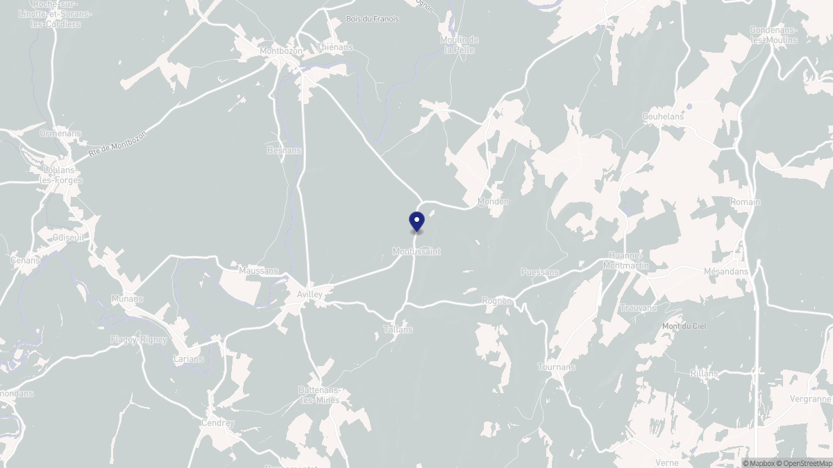 Aperçu cartographique de Montussaint, centré sur la commune