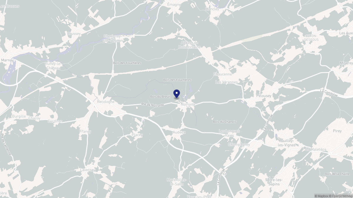 Aperçu cartographique de Noironte, centré sur la commune