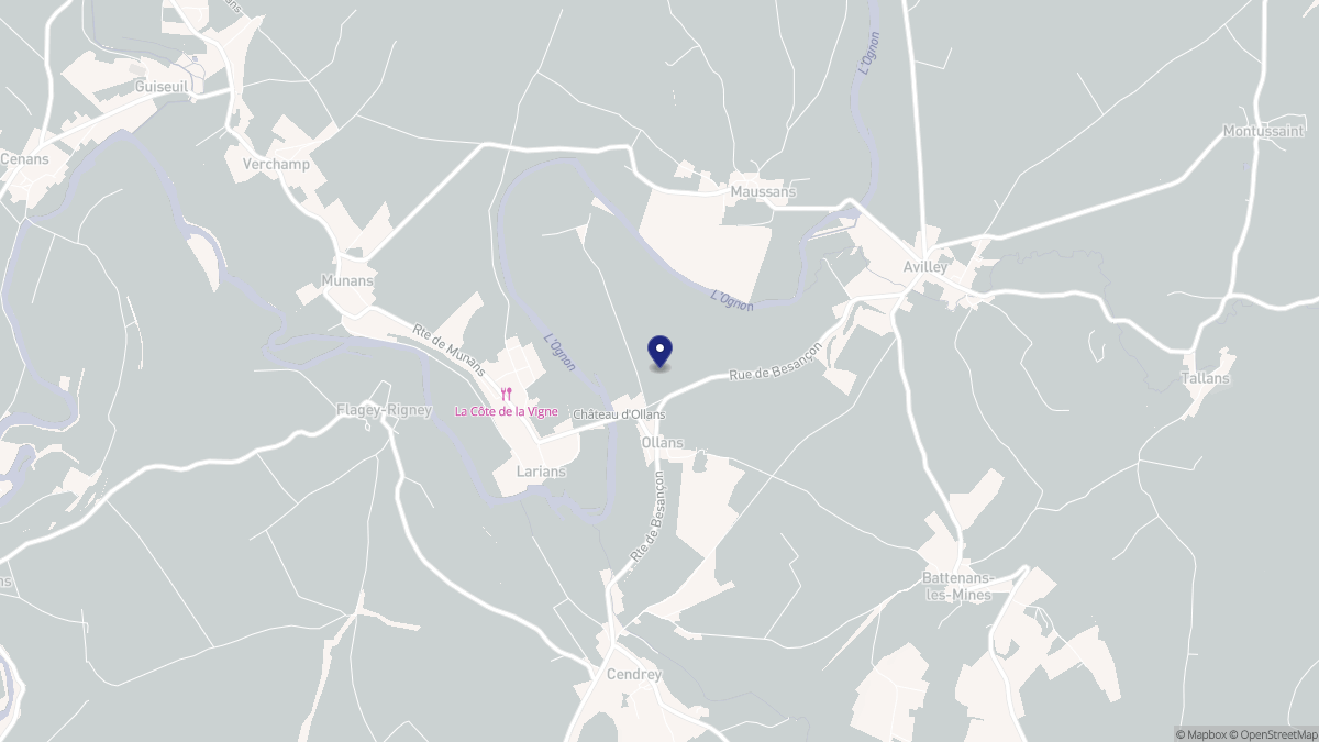 Aperçu cartographique de Ollans, centré sur la commune