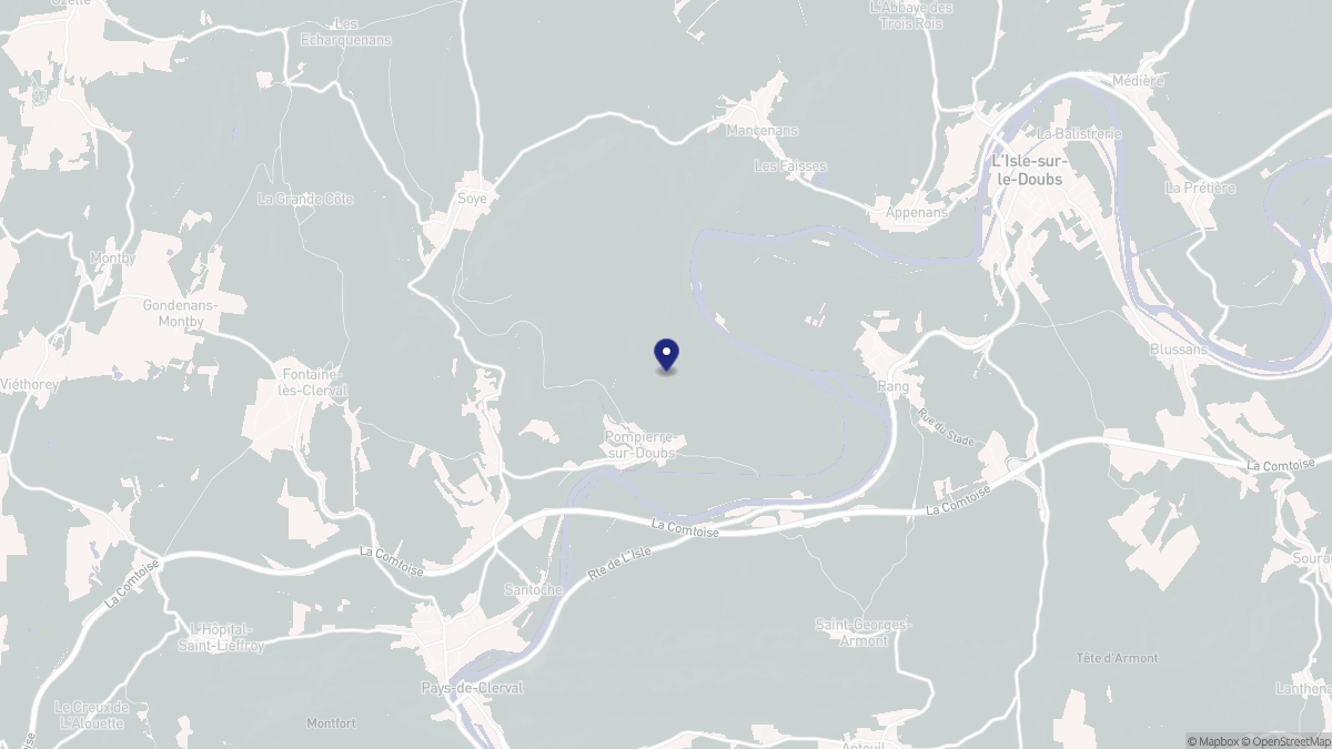 Aperçu cartographique de Pompierre-sur-Doubs, centré sur la commune