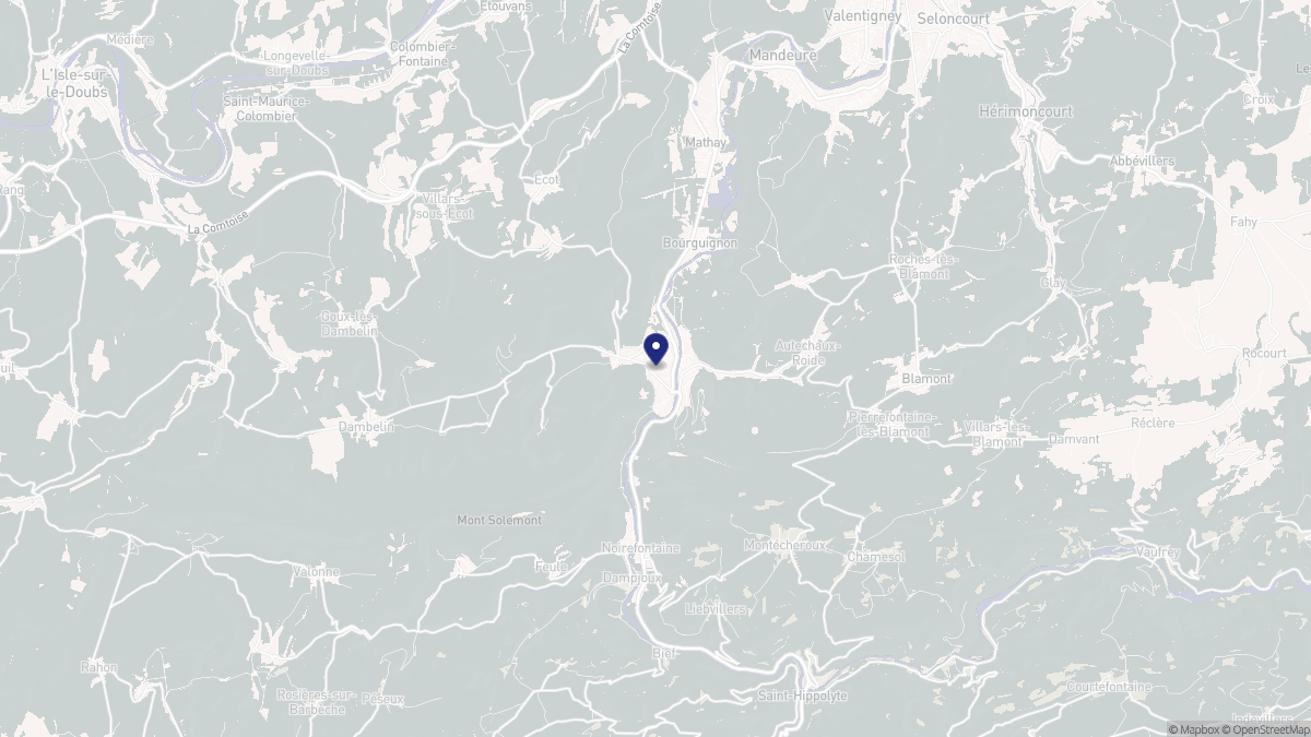Aperçu cartographique de Pont-de-Roide-Vermondans, centré sur la commune