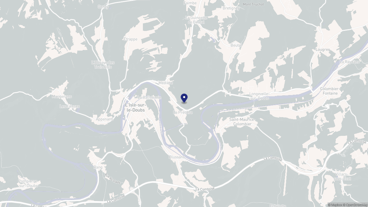 Aperçu cartographique de La Prétière, centré sur la commune