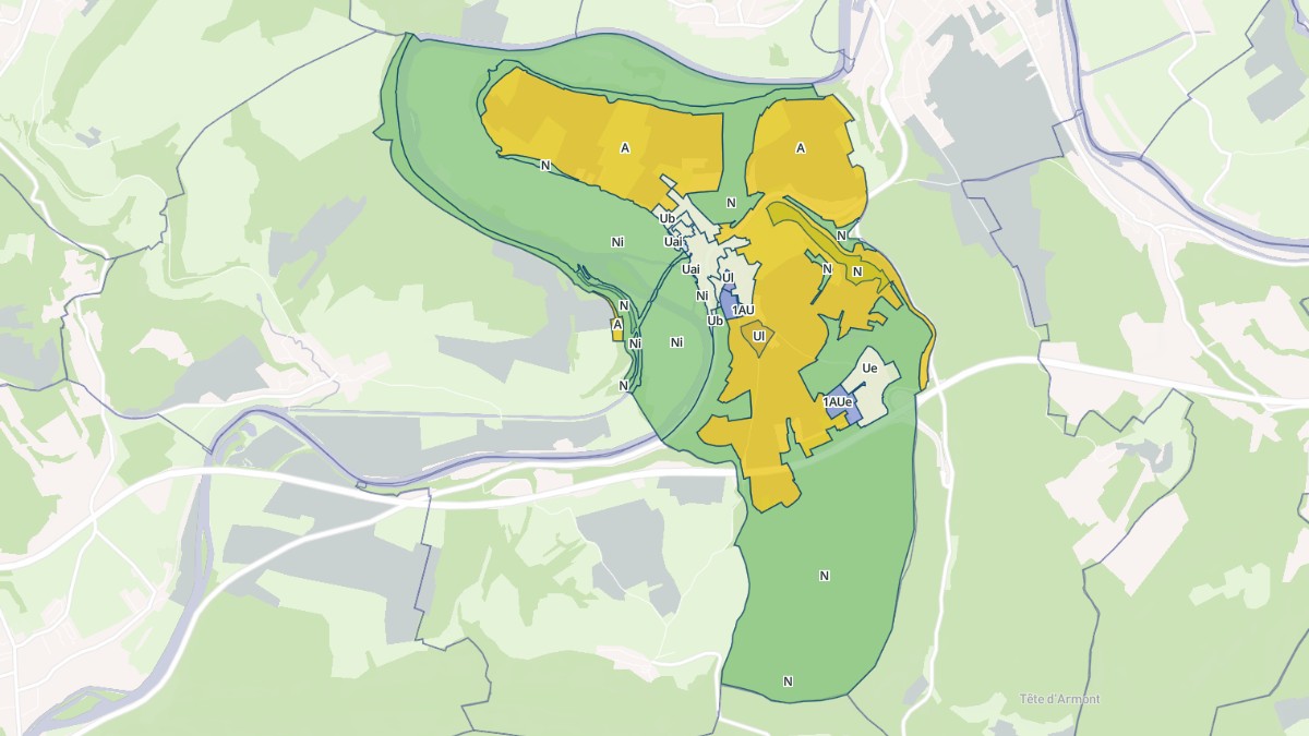 Aperçu cartographique de Rang, centré sur la commune