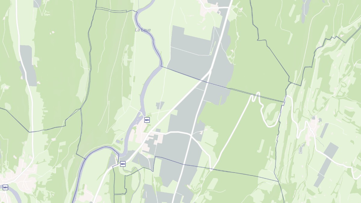 Aperçu cartographique de Rennes-sur-Loue, centré sur la commune