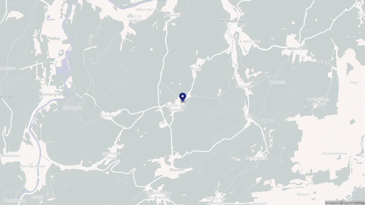 Aperçu cartographique de Roches-lès-Blamont, centré sur la commune