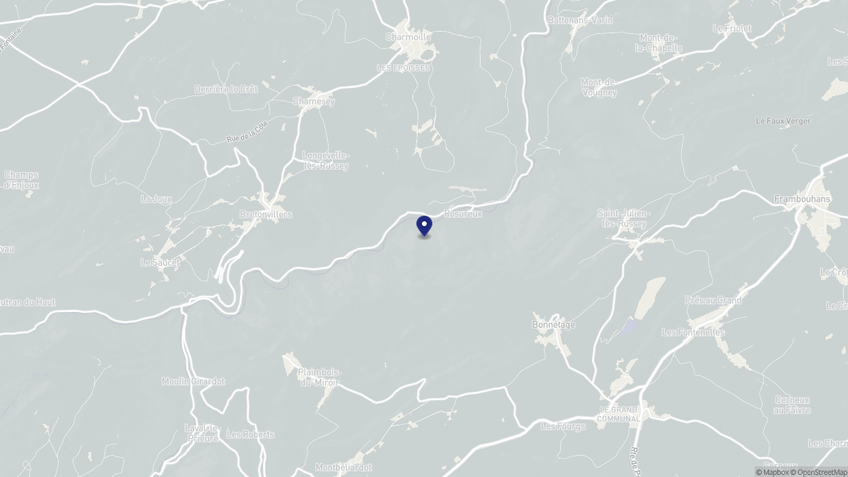Aperçu cartographique de Rosureux, centré sur la commune