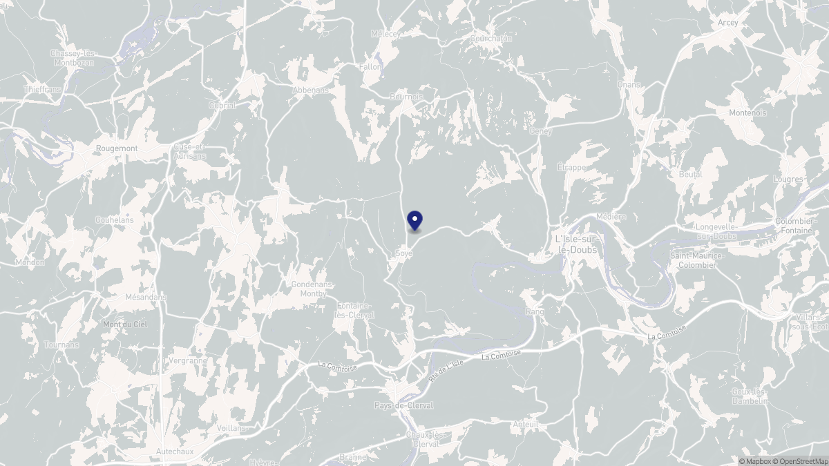 Aperçu cartographique de Soye, centré sur la commune