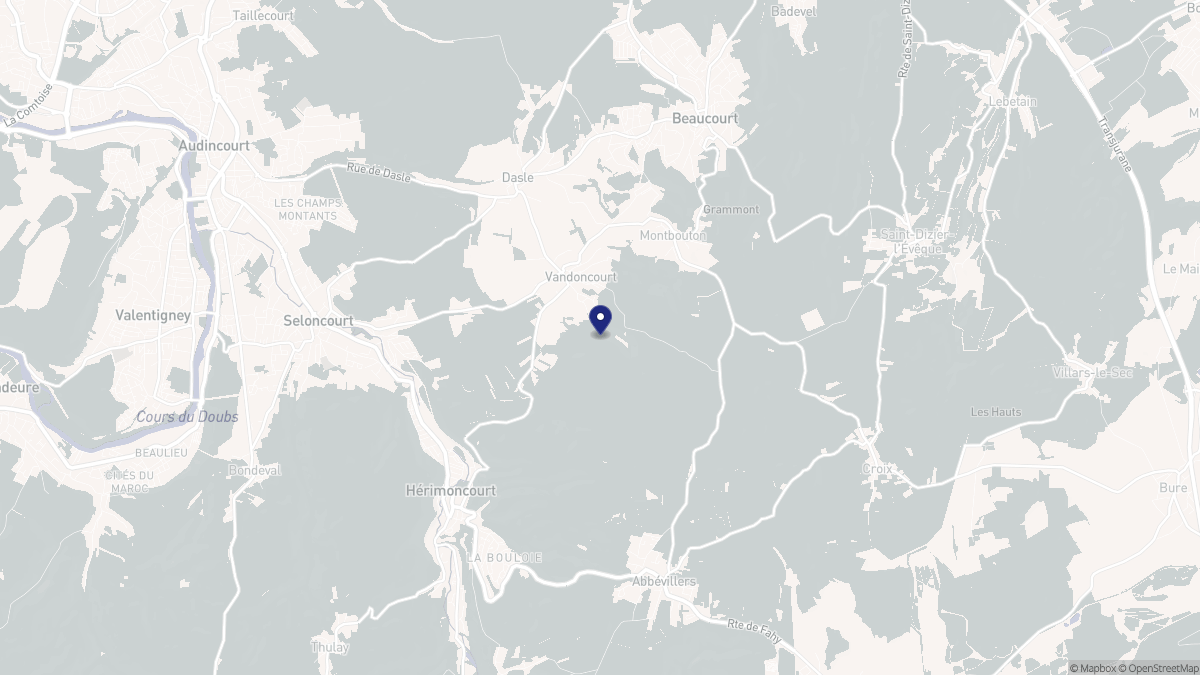 Aperçu cartographique de Vandoncourt, centré sur la commune