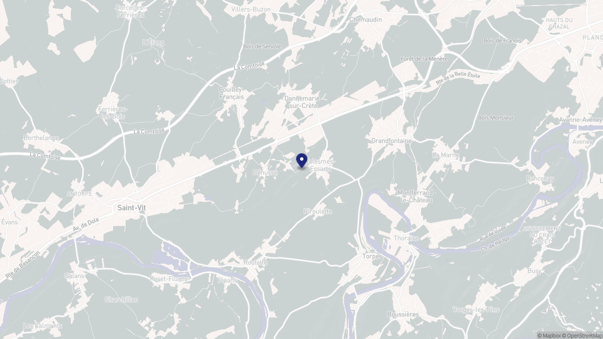 Aperçu cartographique de Velesmes-Essarts, centré sur la commune