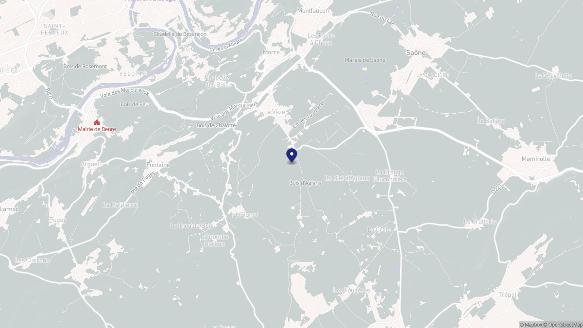 Aperçu cartographique de La Vèze, centré sur la commune