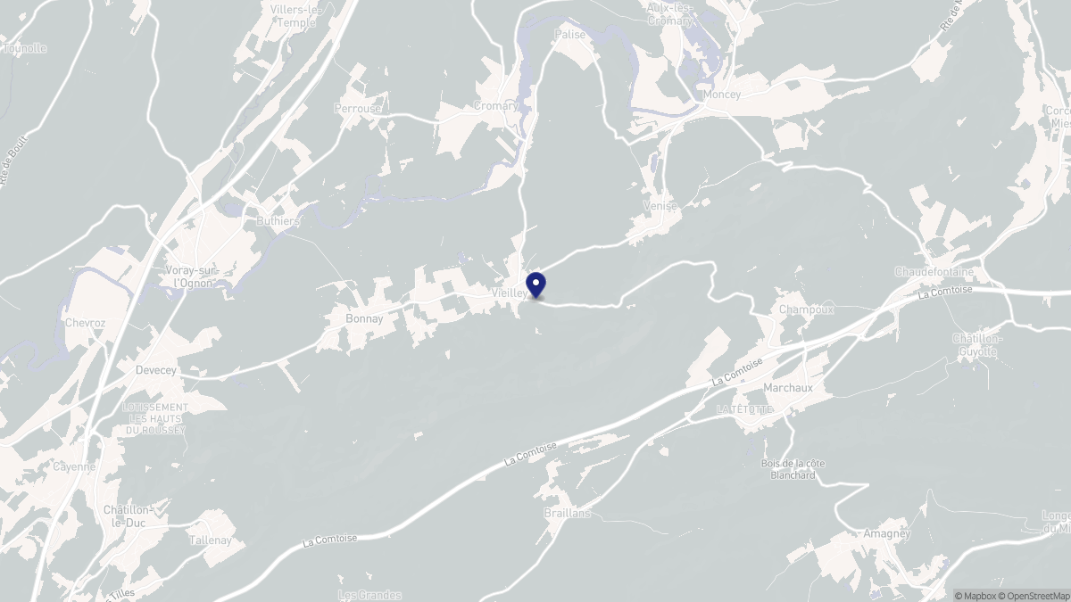 Aperçu cartographique de Vieilley, centré sur la commune