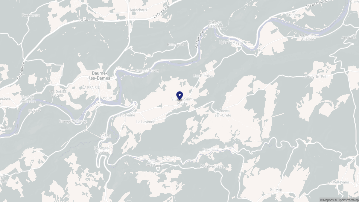 Aperçu cartographique de Villers-Saint-Martin, centré sur la commune