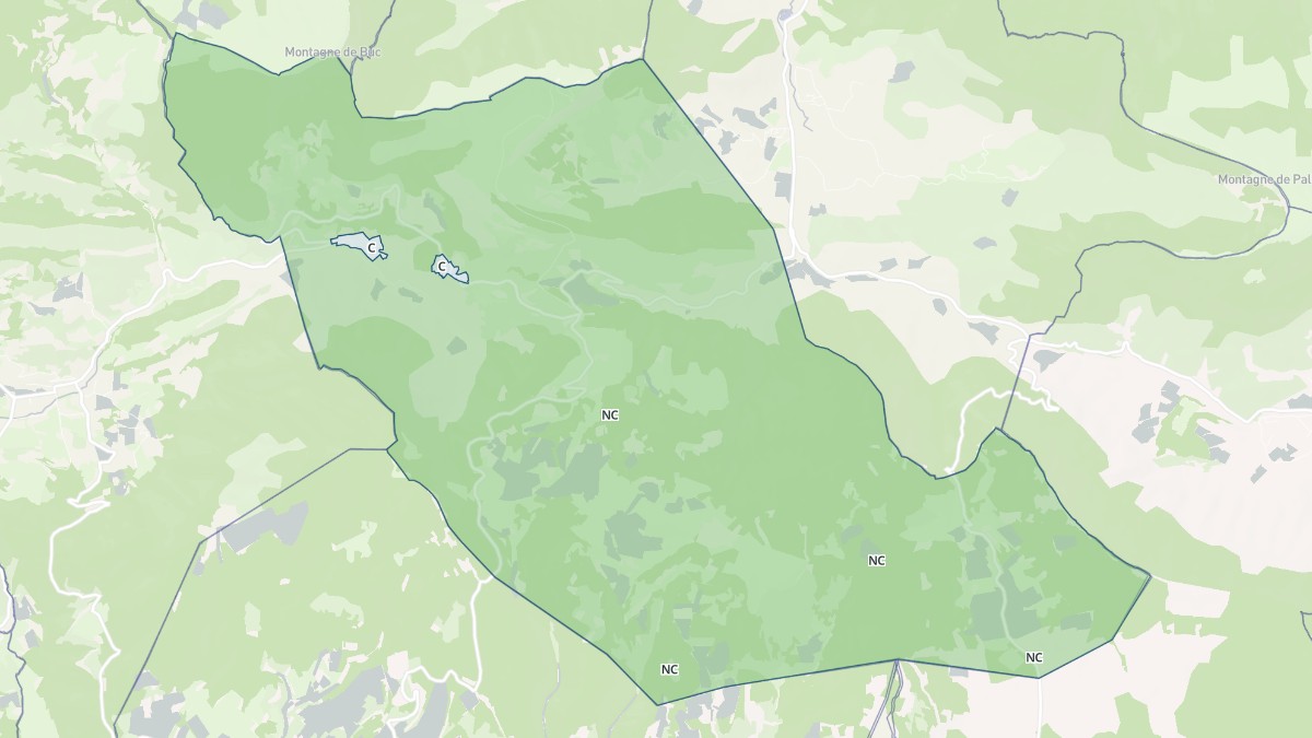Aperçu cartographique de Barret-de-Lioure, centré sur la commune