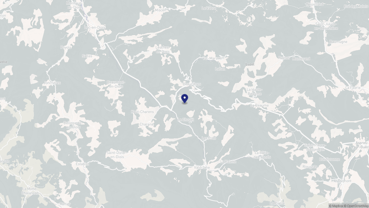 Aperçu cartographique de Beaurières, centré sur la commune
