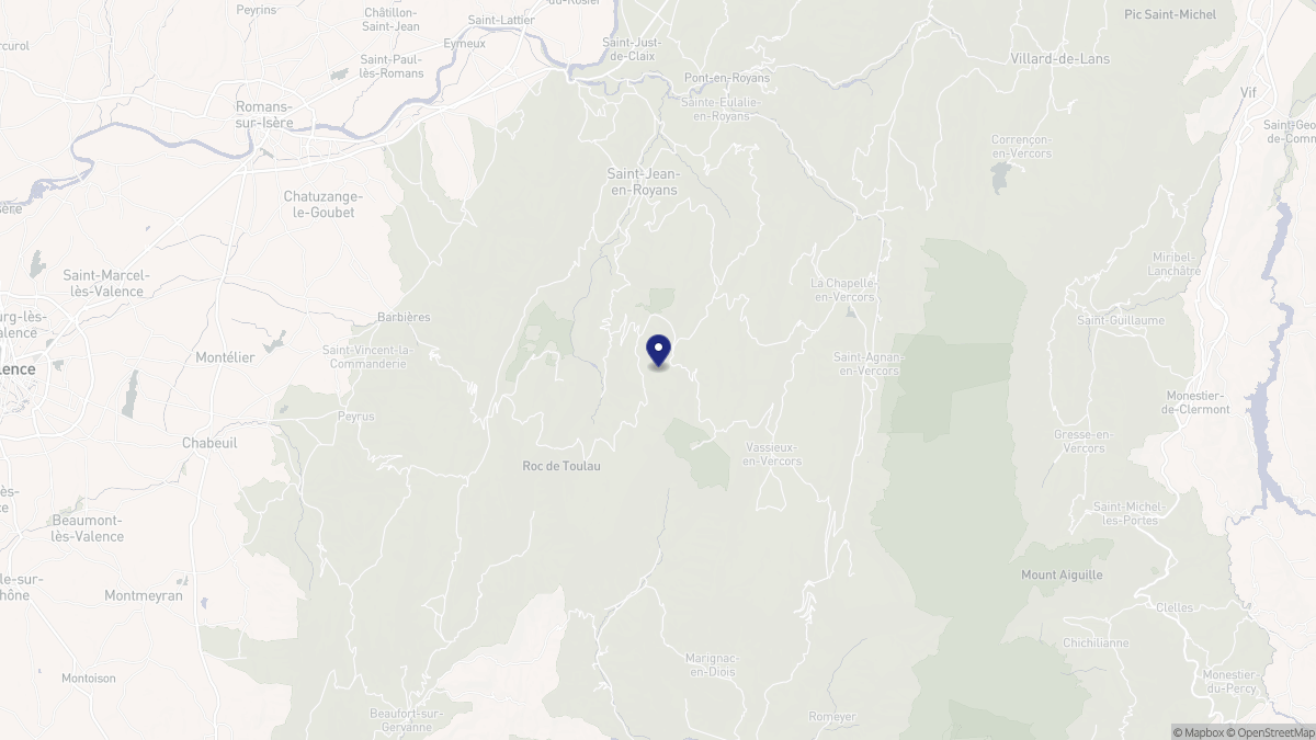 Aperçu cartographique de Bouvante, centré sur la commune